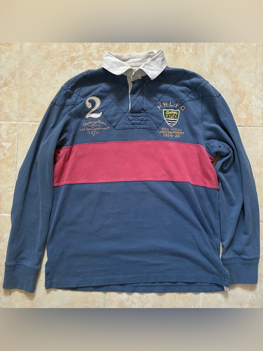 Vintage 90s Ralph Lauren Embroidered Long Sleeve Rugby Polo Sz L